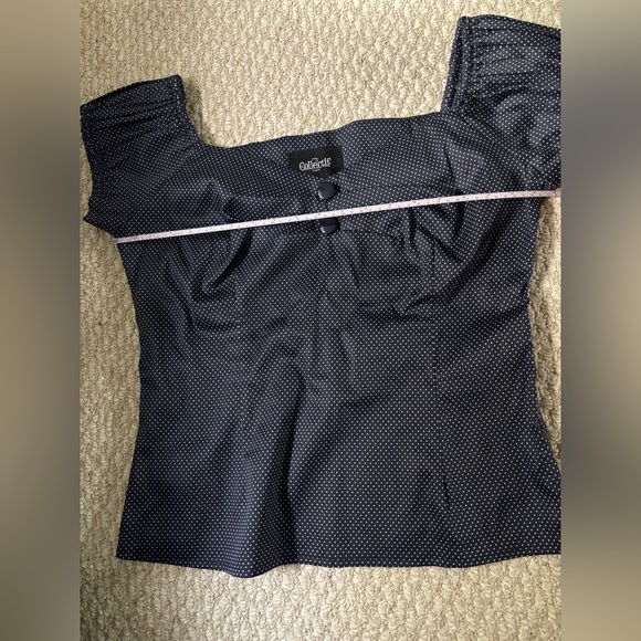 Collectif Dark Blue Polka Dot Blouse - Picture 7 of 7